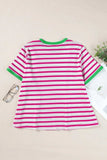 Striped Round Neck Short Sleeve T-Shirt - Trendsi - Flyclothing LLC