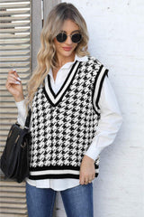 Ribbed V-Neck Sleeveless Sweater - Trendsi - Flyclothing LLC