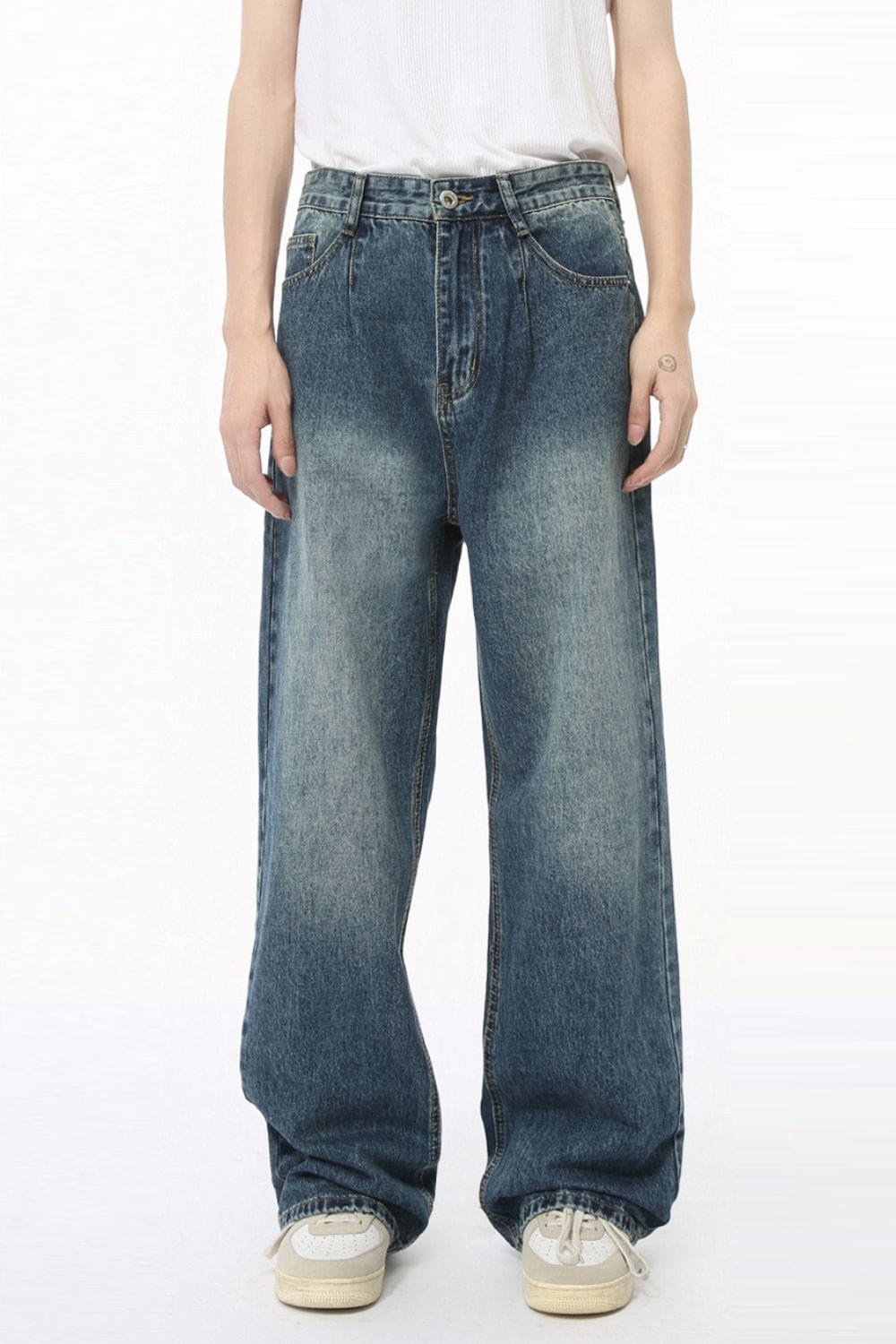 Mid Rise Wide Leg Jeans with Pockets - Trendsi