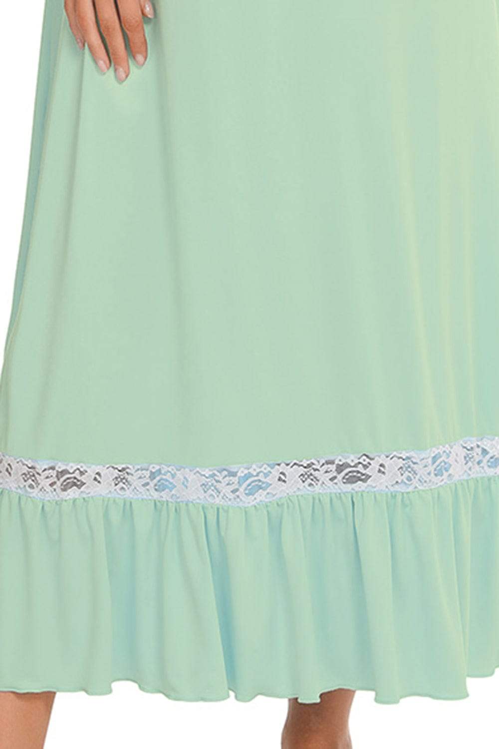 Lace Detail Short Sleeve Lounge Dress - Trendsi - Flyclothing LLC