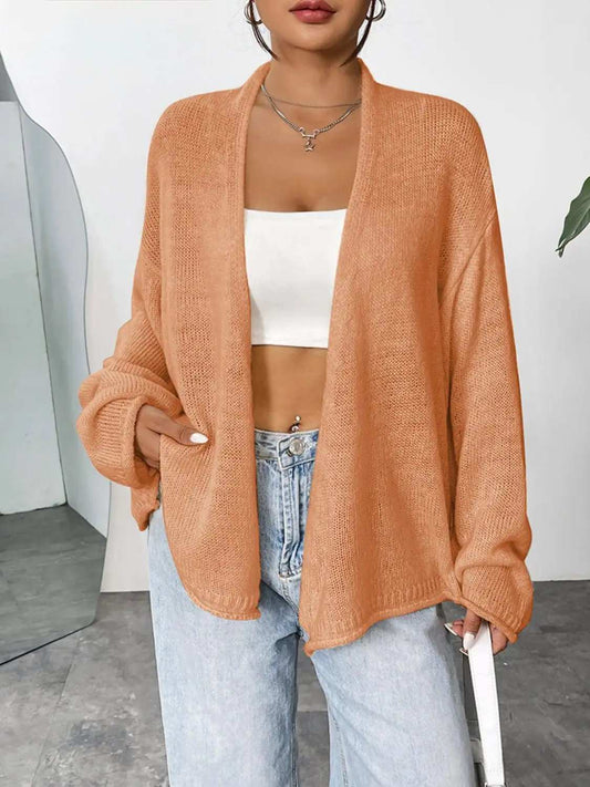 Open Front Dropped Shoulder Cardigan - Trendsi - Flyclothing LLC