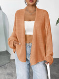 Open Front Dropped Shoulder Cardigan - Trendsi