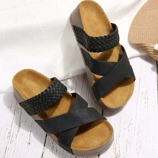 Crisscross Open Toe Platform Sandals - Trendsi - Flyclothing LLC