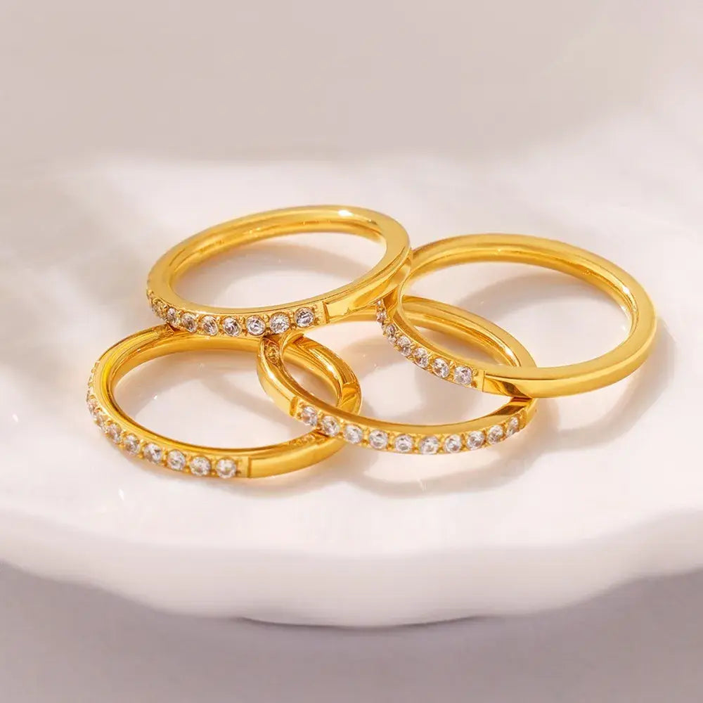 Titanium Steel Inlaid Zircon Ring - Trendsi - Flyclothing LLC