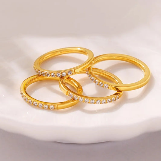 Titanium Steel Inlaid Zircon Ring - Trendsi - Flyclothing LLC