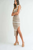 MABLE Striped Rib Knit Midi Dress - Trendsi - Flyclothing LLC