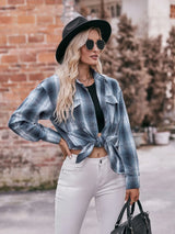 Plaid Button-Down Long Sleeve Shirt - Trendsi - Flyclothing LLC