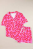 Pocketed Flower Half Sleeve Top and Shorts Lounge Set - Trendsi - Flyclothing LLC