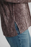 Umgee Side Slit Texture Button Up Shirt - Trendsi