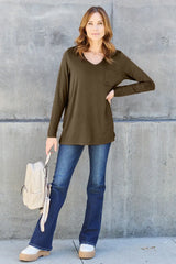 Basic Bae Full Size V-Neck Long Sleeve Top - ShopBasicbae - Flyclothing LLC