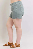 Judy Blue Full Size Hw Garment Dyed & Back Pkt Embroidery Shorts Plus Size - Trendsi - Flyclothing LLC