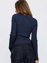 Ribbed Knit Button-Down Cardigan - Trendsi - Flyclothing LLC