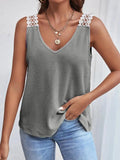 Full Size Lace Detail V-Neck Tank - Trendsi
