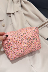 Floral Quilted Clutch with Plaid Lining - Trendsi