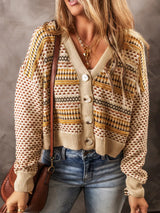 Vintage Patterned Button-Down Cardigan - Trendsi - Flyclothing LLC