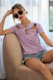 BiBi Rib Knit with Cut Out and Front Twist Detailed Top - Trendsi