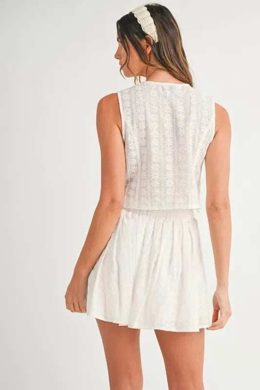 MABLE Eyelet Lace Top and Mini Skirt Set - Trendsi - Flyclothing LLC