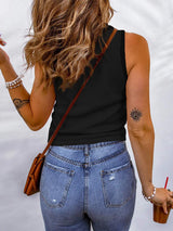 Waffle-Knit Scoop Neck Tank - Trendsi - Flyclothing LLC