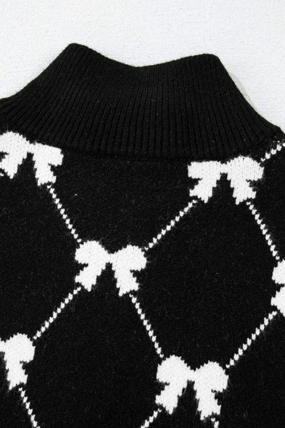 Bow Half Zip Sweater Vest - Trendsi - Flyclothing LLC