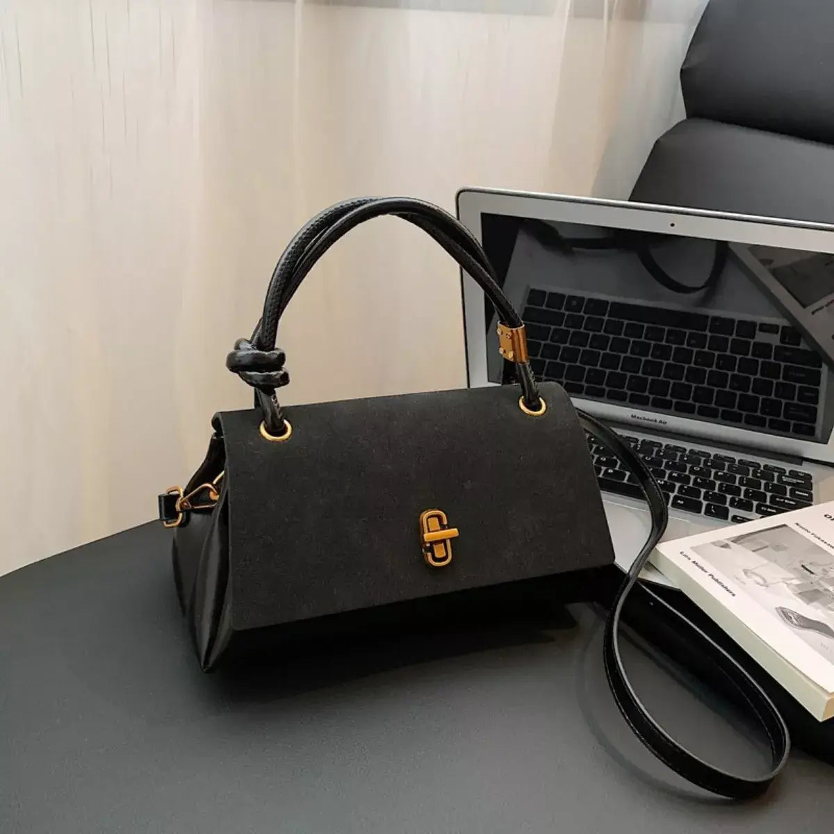 Flap Crossbody Bag with Top Handle - Trendsi - Flyclothing LLC