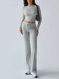 Devine Round Neck Long Sleeve Top and Drawstring Pants Set - Trendsi - Flyclothing LLC