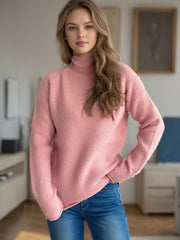 Turtleneck Long Sleeve Sweater - Trendsi