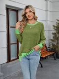Contrast Trim Round Neck Long Sleeve T-Shirt - Trendsi
