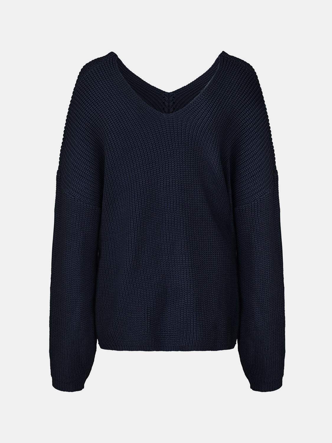 Full Size Lace Up V-Neck Long Sleeve Sweater - Trendsi - Flyclothing LLC