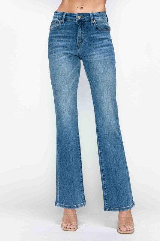 bytos Full Size Cat's Whiskers Mid Rise Bootcut Jeans - Trendsi - Flyclothing LLC