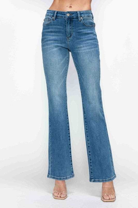 bytos Full Size Cat's Whiskers Mid Rise Bootcut Jeans - Trendsi - Flyclothing LLC