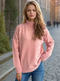 Solid Color Turtleneck Long Sleeve Sweater - Trendsi - Flyclothing LLC