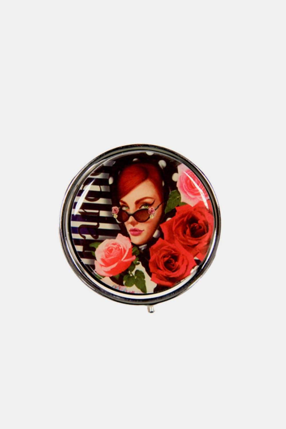 Nicole Lee USA Print Metallic Circular Large Pill Case - Trendsi - Flyclothing LLC