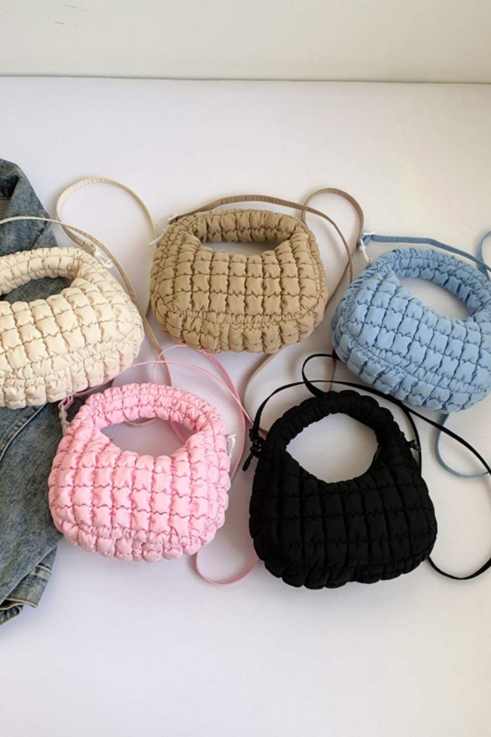 Quilted Puffy Removable Strap Crossbody Bag - Trendsi - Flyclothing LLC