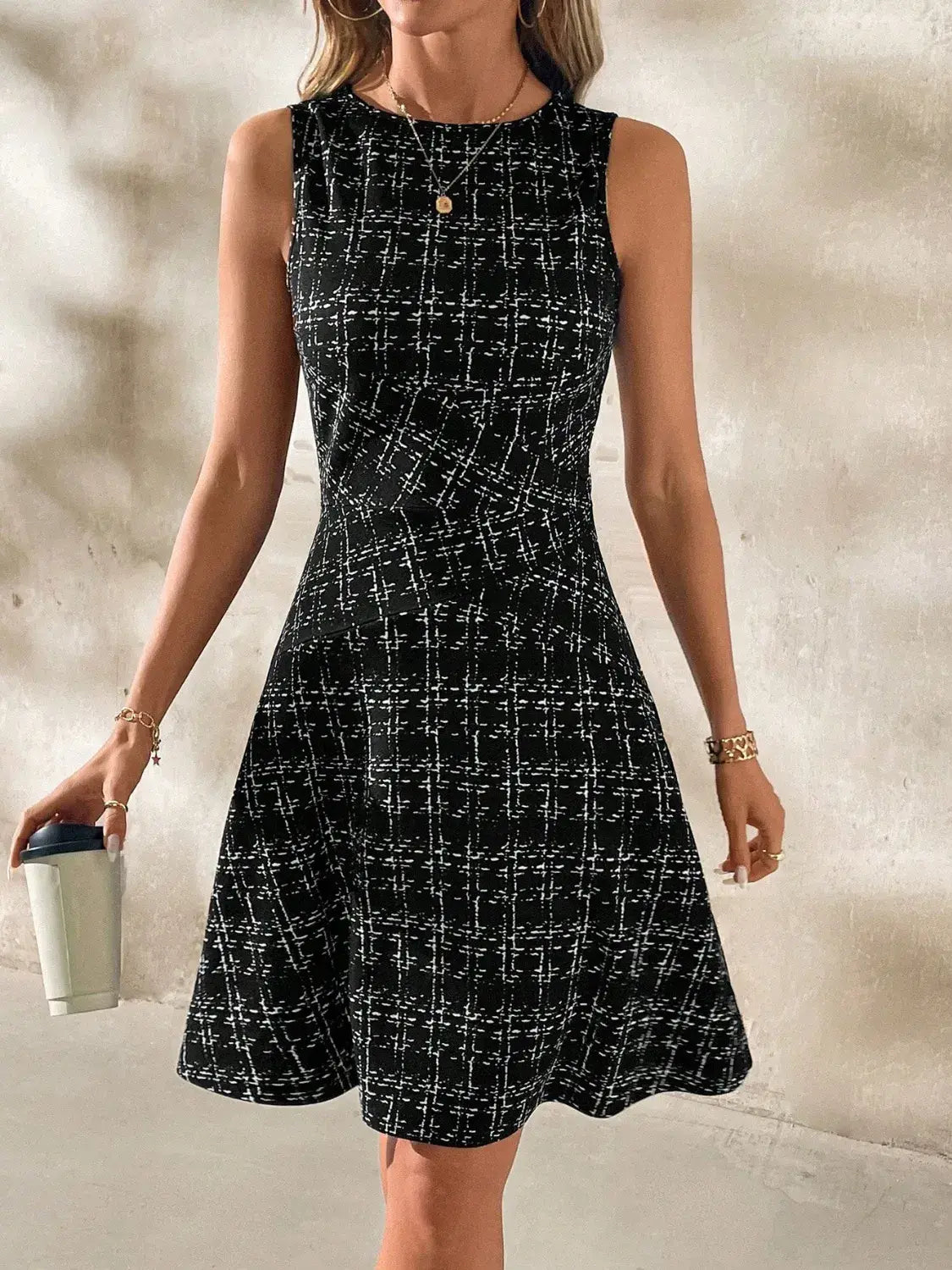 Round Neck Sleeveless Dress - Trendsi - Flyclothing LLC