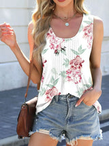 Printed Scoop Neck Wide Strap Tank - Trendsi - Flyclothing LLC