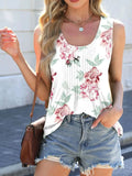 Printed Scoop Neck Wide Strap Tank - Trendsi