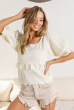 BiBi Tassel Detail Textured Square Neck Sweater - Trendsi - Flyclothing LLC