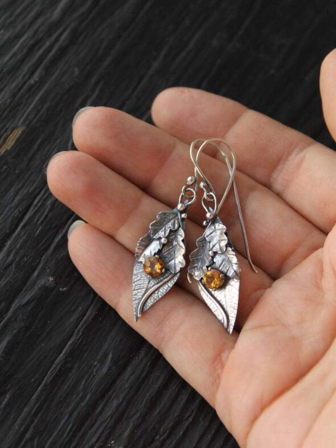 Alloy Rhinestone Leaf Shape Earrings - Trendsi - Flyclothing LLC