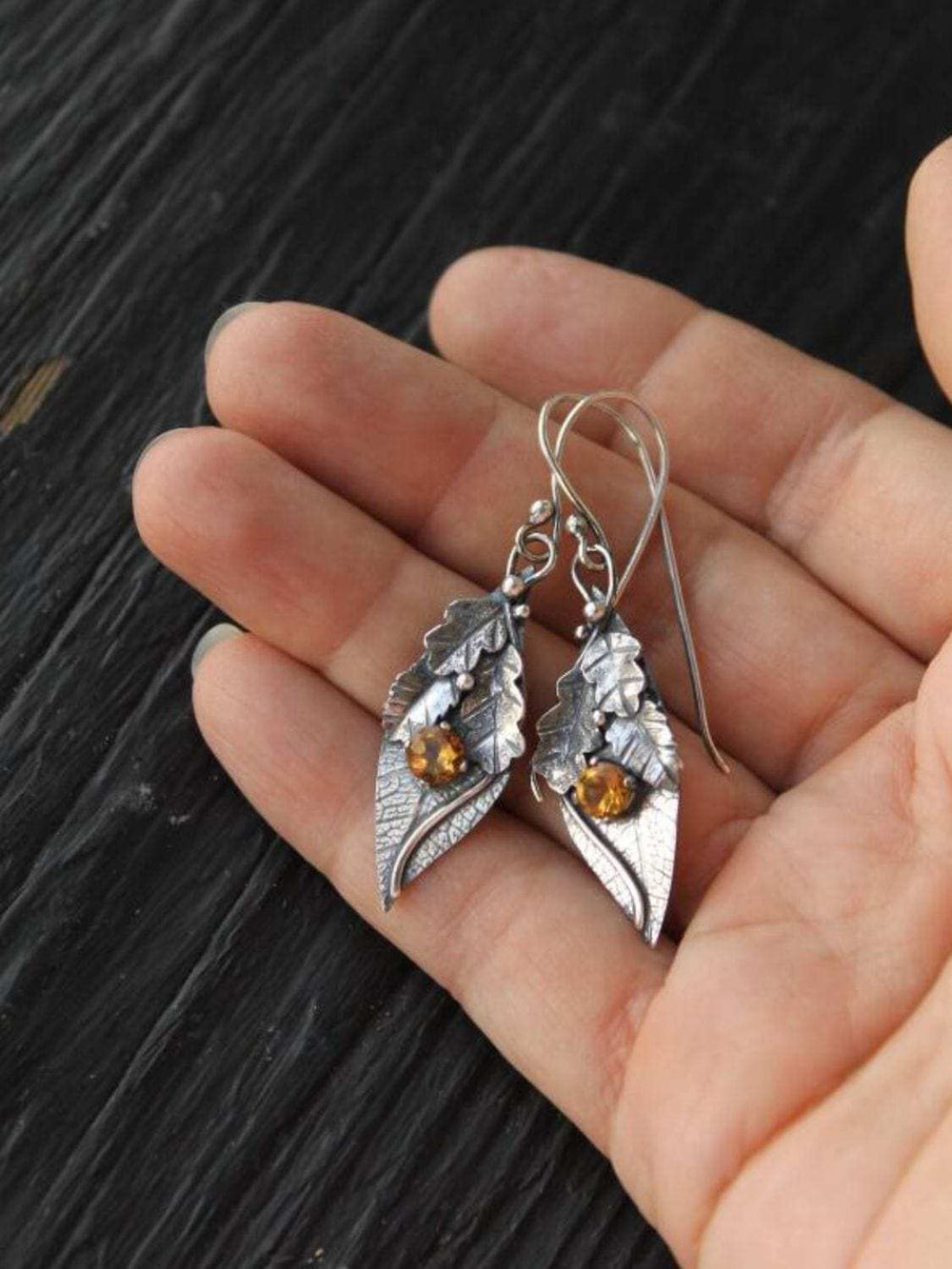 Alloy Rhinestone Leaf Shape Earrings - Trendsi - Flyclothing LLC
