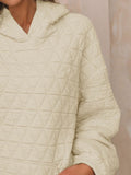 Textured Long Sleeve Hoodie with Pockets - Trendsi