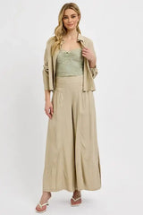 RISEN Shirring Detail Wide Leg Pants - Trendsi - Flyclothing LLC