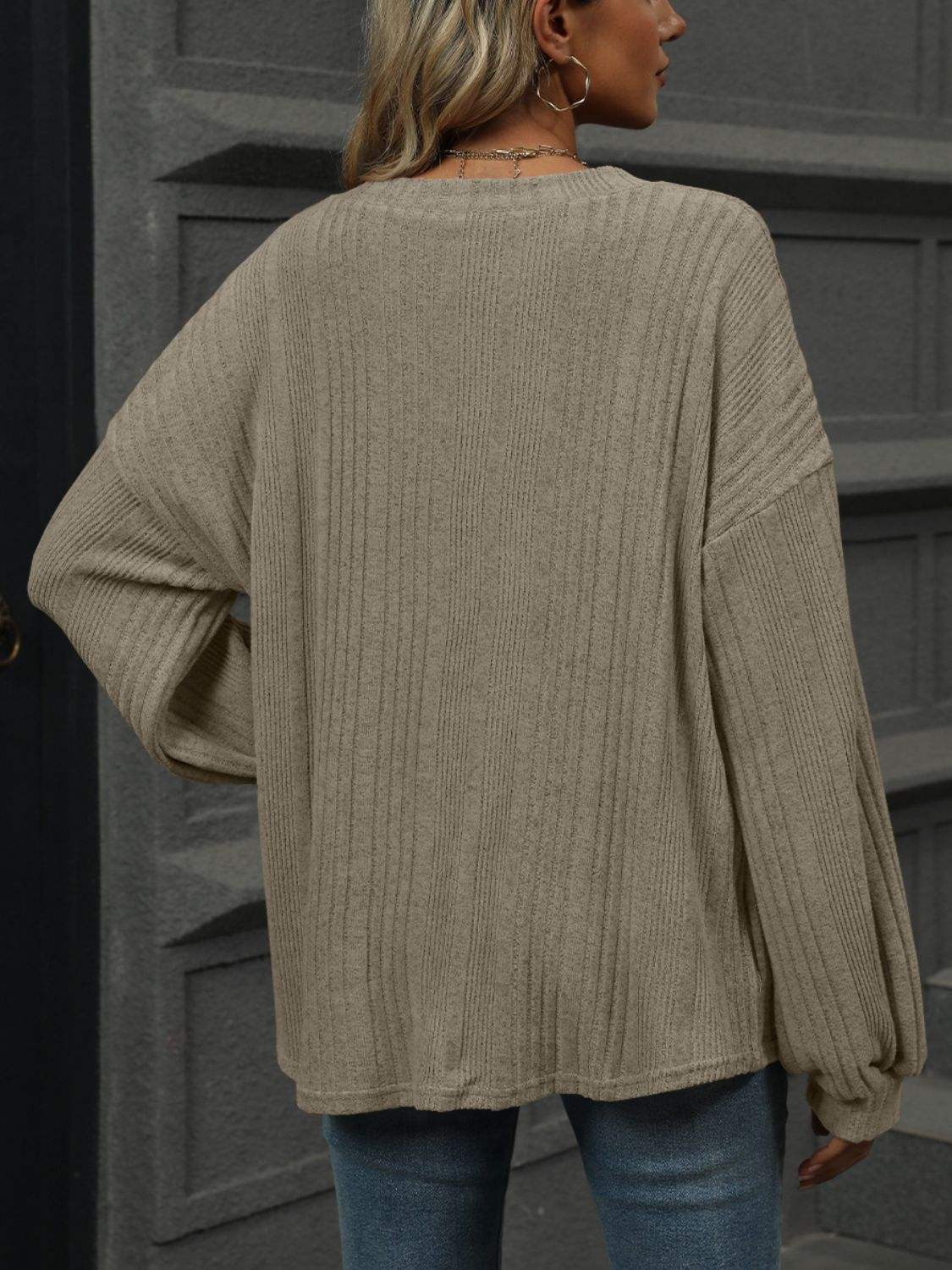 V-Neck Long Sleeve T-Shirt - Trendsi - Flyclothing LLC