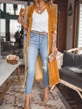 Open Front Long Sleeve Longline Cardigan - Trendsi - Flyclothing LLC