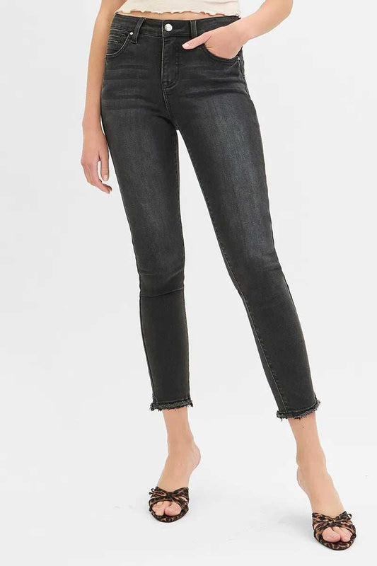 RISEN Full Size Tummy Control Mid Rise Crop Skinny Jeans Plus Size - Trendsi - Flyclothing LLC
