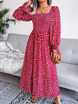 Smocked Square Neck Flounce Sleeve Dress - Trendsi - Flyclothing LLC