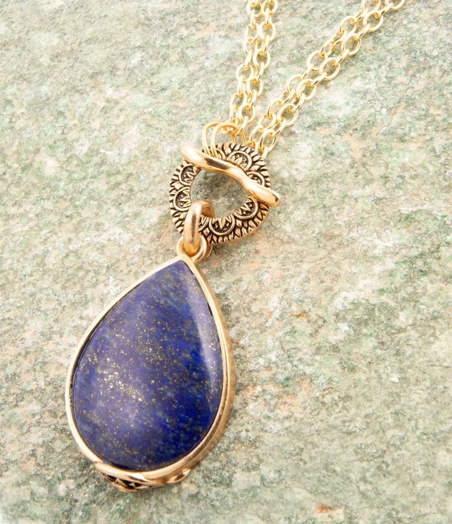 Abby Blue Lapis Golden Pendant Necklace - Barse Jewelry - Flyclothing LLC