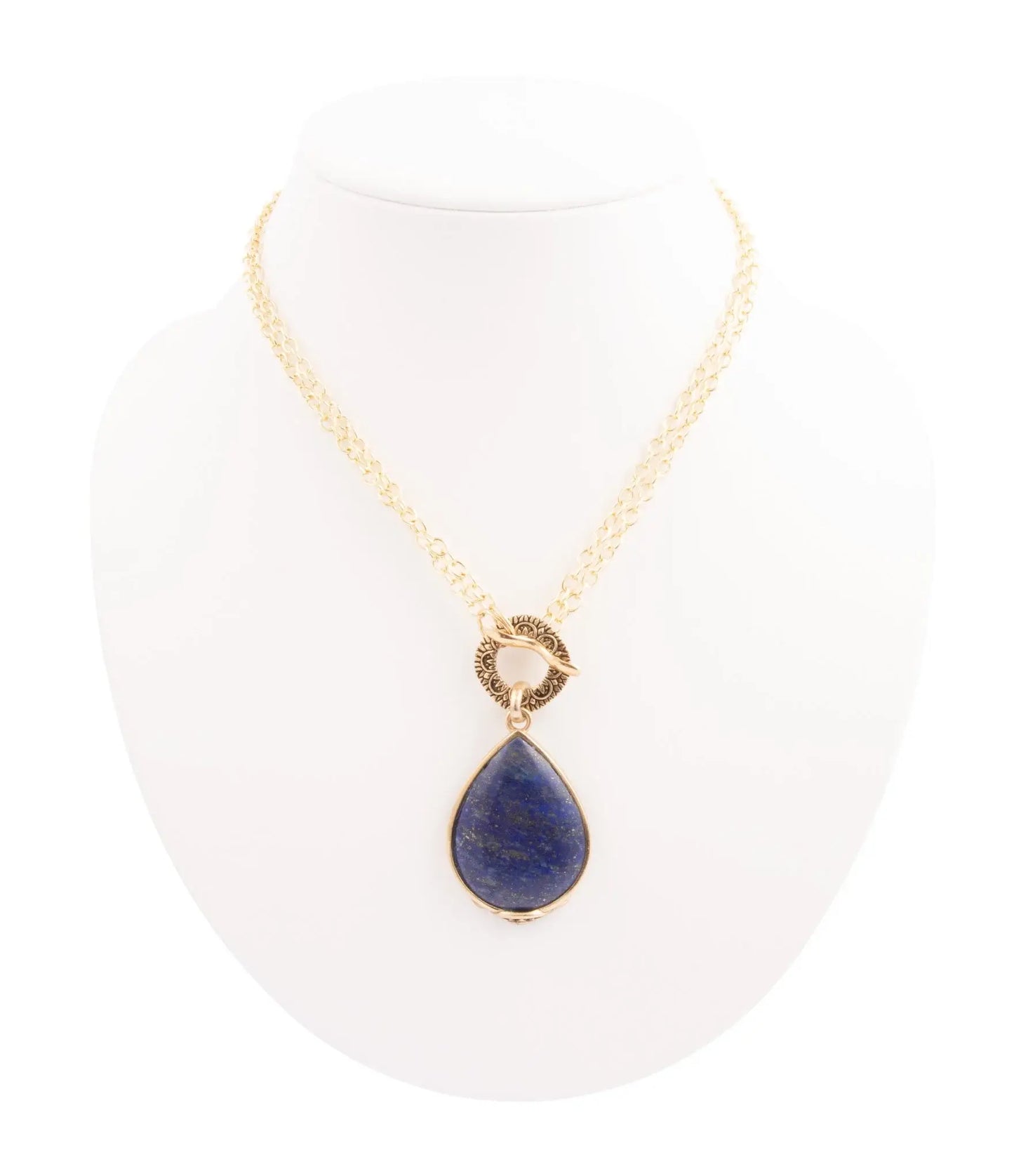 Abby Blue Lapis Golden Pendant Necklace - Barse Jewelry - Flyclothing LLC