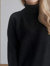 Turtleneck Raglan Sleeve Sweater - Trendsi - Flyclothing LLC
