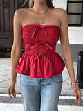 Smocked Bow Tube Top - Trendsi