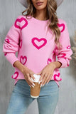 Angel Wings Heart Round Neck Dropped Shoulder Long Sleeve Sweater - Trendsi